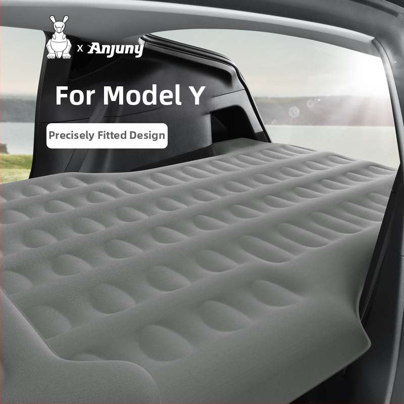 Tesla Model Y aizmugures sēdekļa auto paklājs, biezs flokēts materiāls, elektriska piepūšana, maksimālā slodze 500 kg, izdrukāts logo