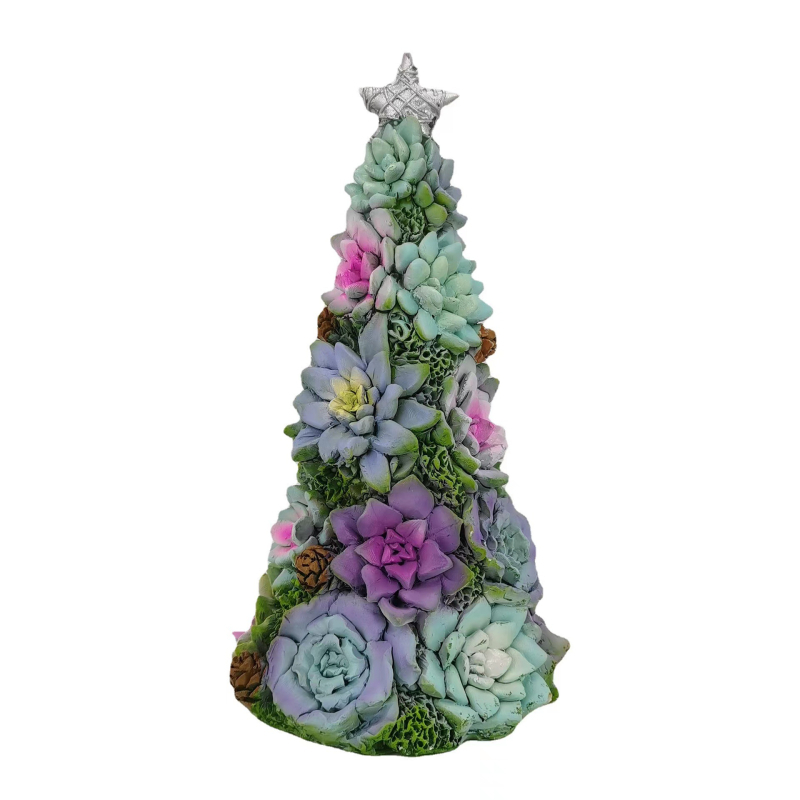 Διακοσμητικό γραφείου με χριστουγεννιάτικο δέντρο από ρητίνη, cartoon στυλ για μικροτοπίο