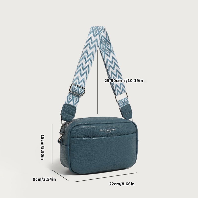 Geantă crossbody mică din PU pentru femei, stil Fresh and Sweet, formă pătrată orizontală, închidere cu fermoar, buzunar pentru telefon — primăvara 2025