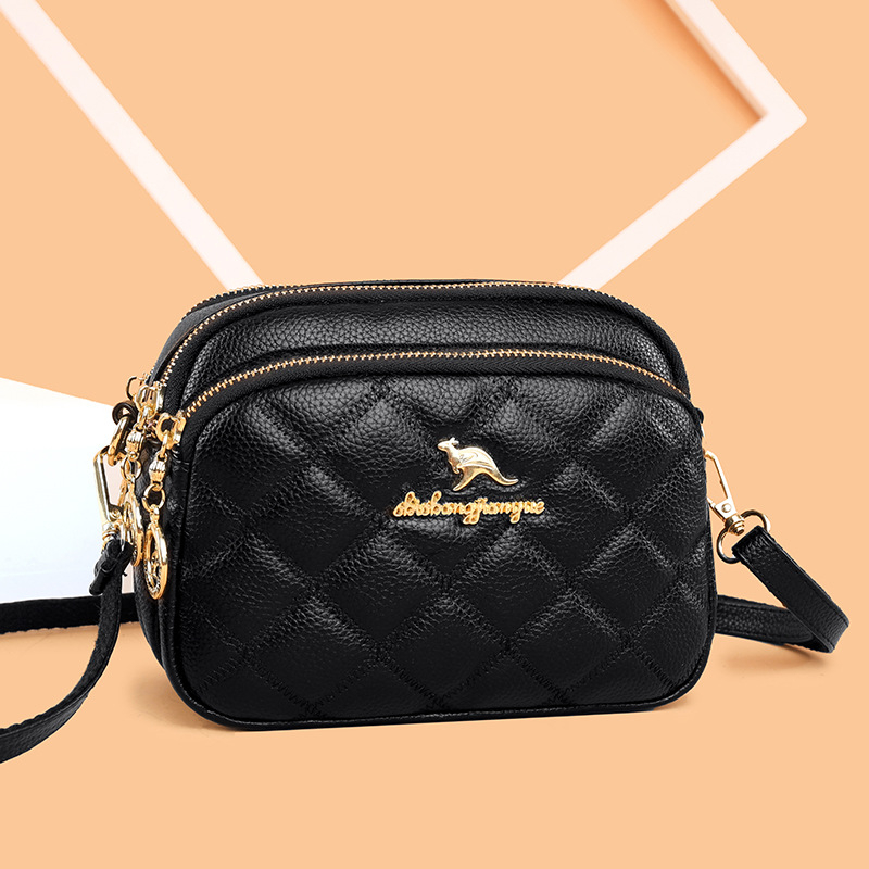 Geantă crossbody pentru femei — Material PU, Stil urban minimalist, Închidere cu fermoar, Captuseala poliester, Buzunare pentru telefon și documente