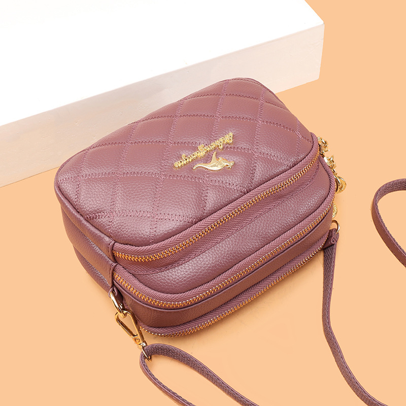 Geantă crossbody pentru femei — Material PU, Stil urban minimalist, Închidere cu fermoar, Captuseala poliester, Buzunare pentru telefon și documente