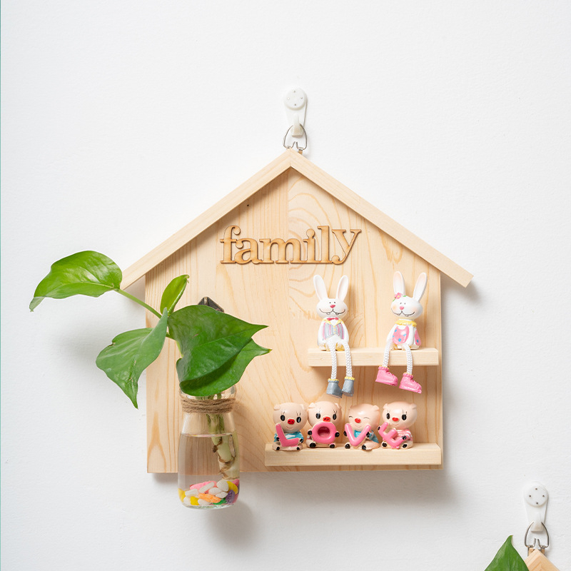 Vas de sticlă pentru tuburi de test în ramă din lemn — pentru montare pe perete, lucrat manual, suprafață lustruită, recipient hidroponic simplu și modern pentru plante