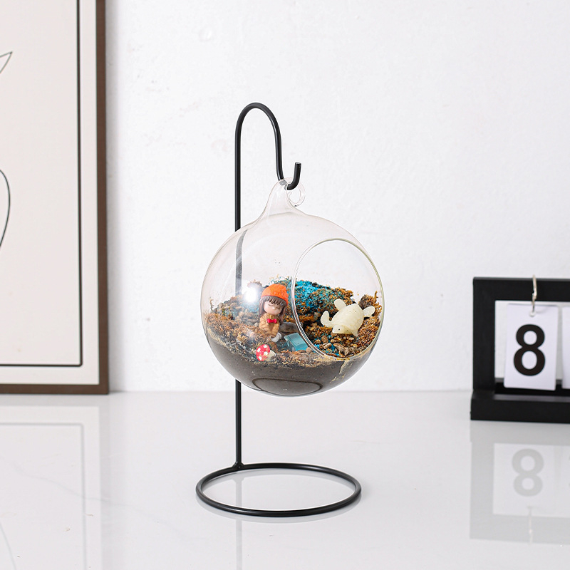 Suport pentru plante, design geometric simplu din fier, material sticlă, stil ins, personalizare disponibilă