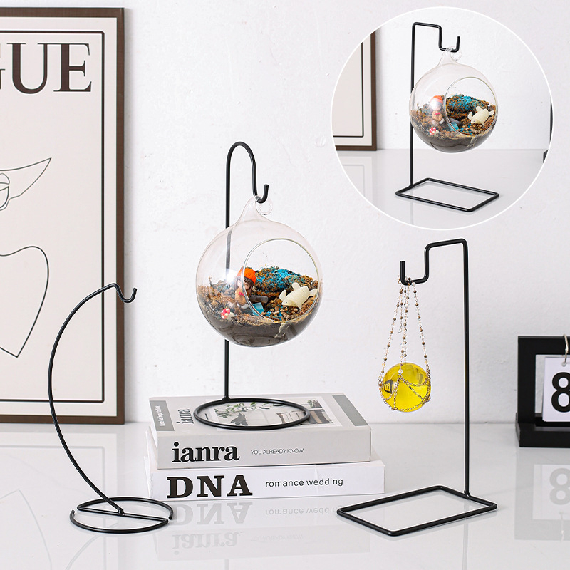 Suport pentru plante, design geometric simplu din fier, material sticlă, stil ins, personalizare disponibilă