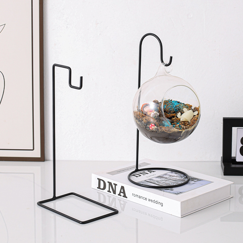 Suport pentru plante, design geometric simplu din fier, material sticlă, stil ins, personalizare disponibilă