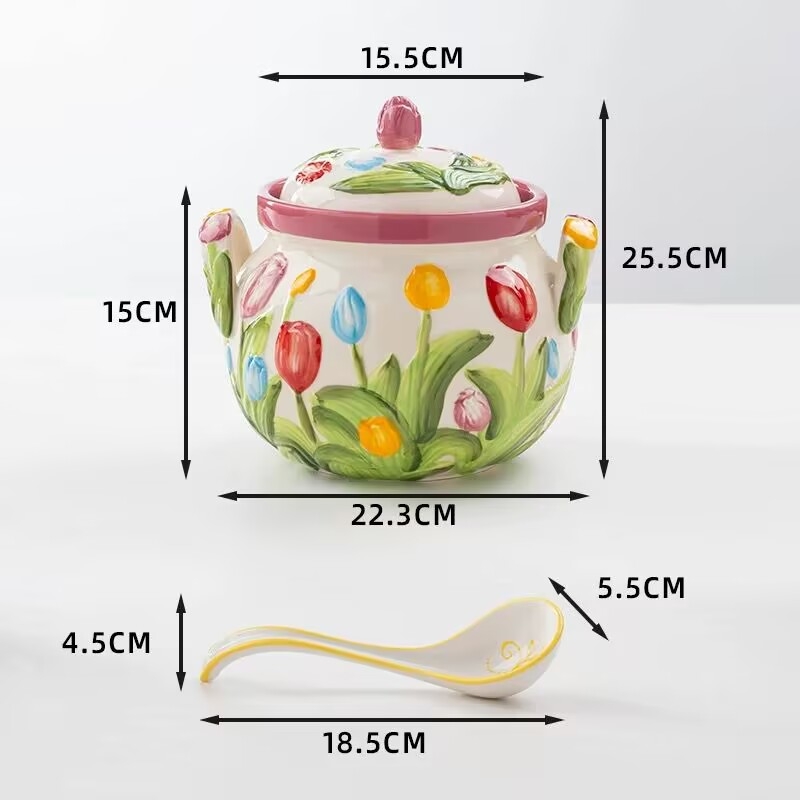 Reljefiska keramikas burka taukiem ar vāciņu, virtuvei čili eļļai