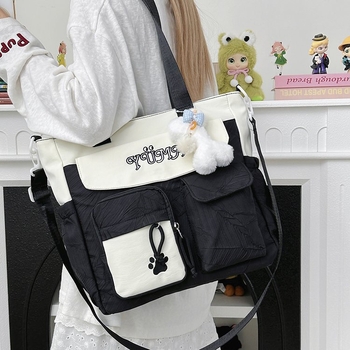 Crossbody torba za učenike s uzorkom slova, Oxford tkanina, otporna na habanje, pogodna za nastavu, izdanje jesen 2025.