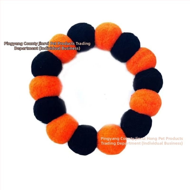 Halloween kaklasaite mājdzīvniekiem ar zvaniņu un mohair bumbiņu – kaķiem un suņiem, šalles stila kaklarota, universāla pielāgošana