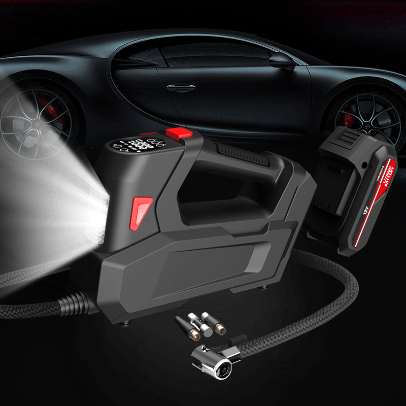 Pompa de aer pentru mașină fără fir, cu afișaj digital, iluminare LED, 12V, 120W, cablu de 3 m