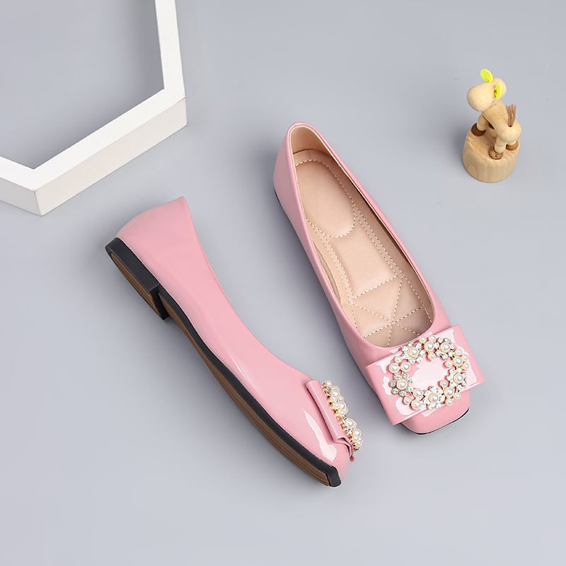 Mary Jane cipele, korejski stil, slip-on, četvrtasti nos, niski potplat, PU uložak