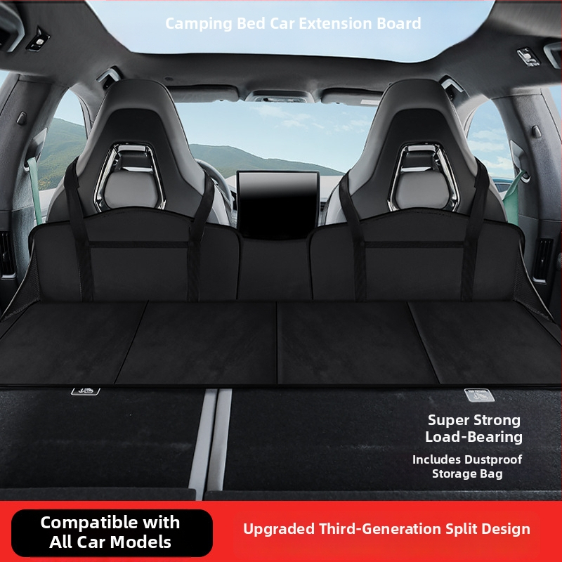 Automobiļas guļvieta aizmugurējam sēdeklim SUV — salokāms pagarinājuma panelis, flocking materiāls, modelis 005, svars 1,2 kg, maksimālā slodze 200 kg, nav nepieciešams piepumpēt