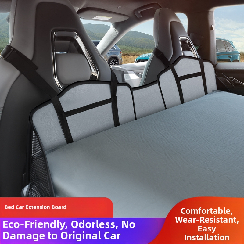 Automobiļas guļvieta aizmugurējam sēdeklim SUV — salokāms pagarinājuma panelis, flocking materiāls, modelis 005, svars 1,2 kg, maksimālā slodze 200 kg, nav nepieciešams piepumpēt