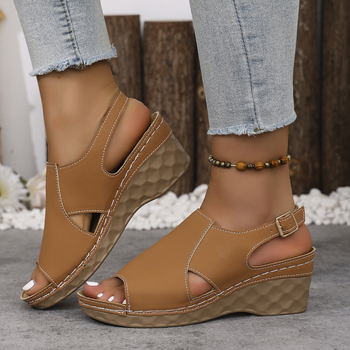 Moteriški sandalai su plačiais dirželiais, dirbtinė oda, atviras pirštas, PU padas, sagtis užsegimas
