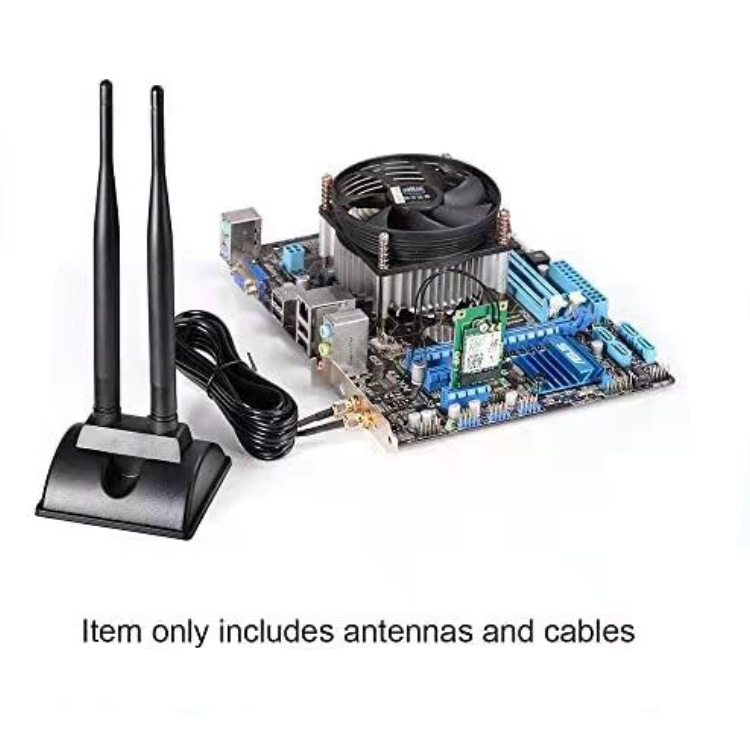 WiFi antena maršrutētājam — omni-direkcionāla, augsts ieguvums, divkanālu 2.4/5 GHz, dubulti vakuuma stiprinājumi, HCY