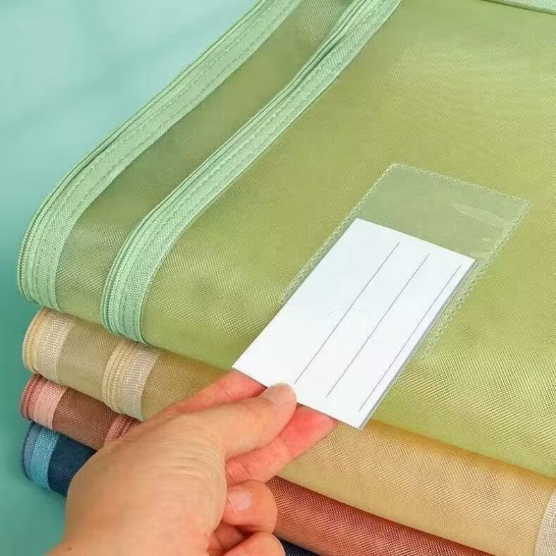 Двоен слой учебна чанта за книги и документи, голям капацитет, прозрачен преносим организатор за изпитни листове, нейлон, запечатана