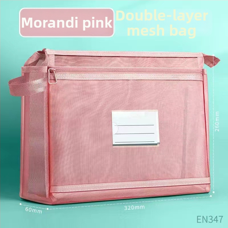 Dvojvrstvová taška na doučovanie, veľká kapacita na knihy a dokumenty, priehľadná prenášateľná schránka na skúškové papiere, nylon, uzavretá