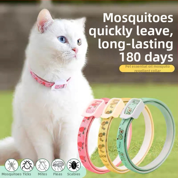 Colier repelent pentru animale de companie, reglabil, lavabil, împotriva puricilor, din nailon