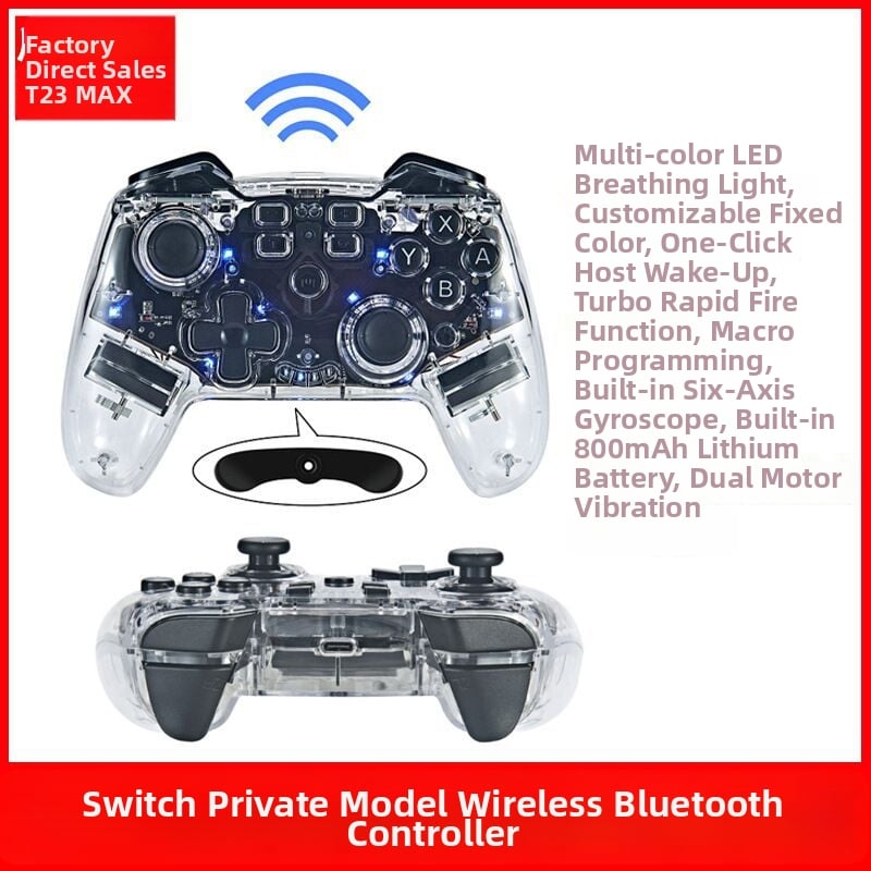 Bezdrôtový Bluetooth gamepad Switch Pro s gyroskopom, makro programovaním a turbo funkciou, 800 mAh batériou