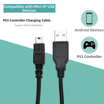 Cablu USB de date și încărcare pentru PS3 Mini5P ( interfață USB • conectare directă • compatibil cu consola PS3 • material PVC )