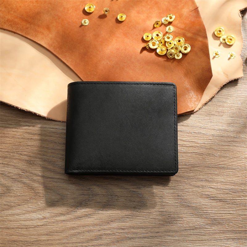 Мъжки къс портфейл от естествена кожа, първи слой телешка кожа, памучна подплата, дишащ, антибактериален и удобен за съхранение