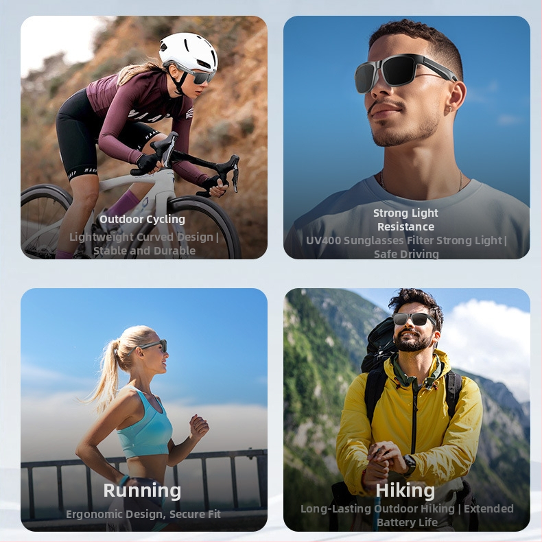 Smart okuliare s prehrávaním zvuku a hovormi, inteligentné pripomienky, batéria 130 mAh, JL procesor