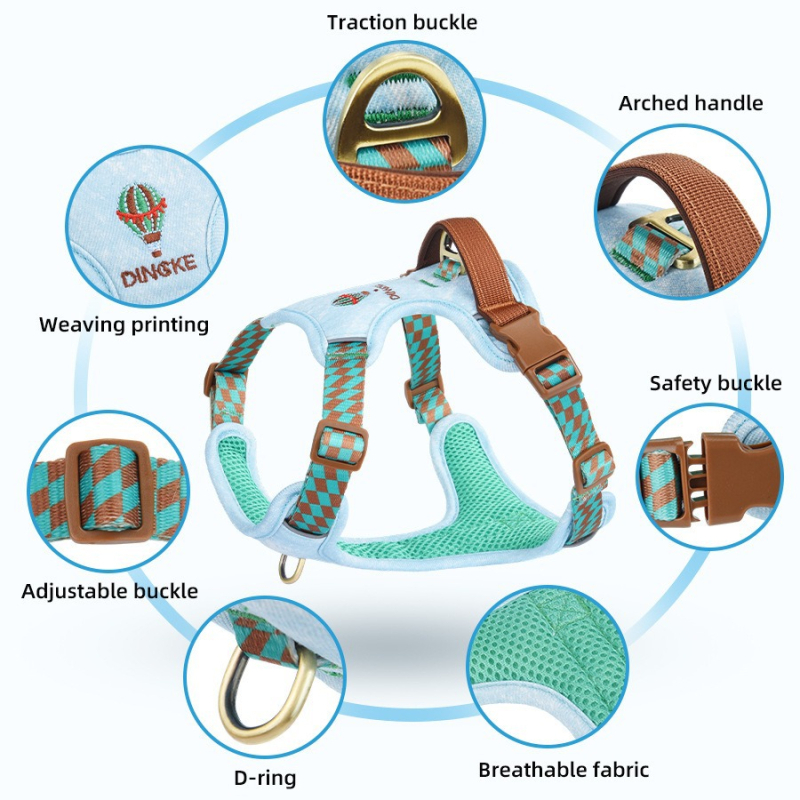 Postroj na hrudník psa, vestový štýl, polyester, pôvod Zhejiang, nie je rozšíriteľný