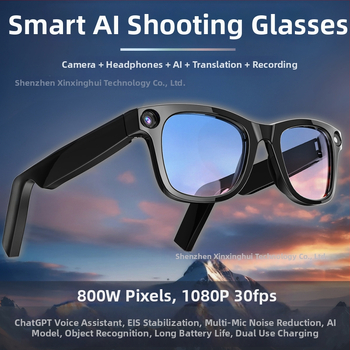 Elektrochromatické inteligentné okuliare s kamerou – 8 MP, 300 mAh, 35 g, nosenie na hlave, rám TR90 a kovové nožičky z nehrdzavejúcej ocele.
