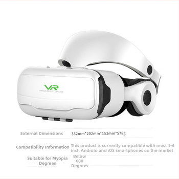 G02ef VR brilles – galvas stiprinājums, videoinputs no viedtālruņa, izšķirtspēja 720–1080, 3D virtuālā realitāte