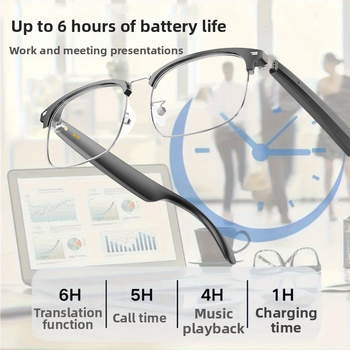 Ochelari Bluetooth cu gradient, protecție UV, cască TWS (ABS; baterie duală 90mAh; montare pe cap; control tactil + buton)
