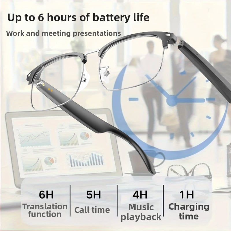 Ochelari Bluetooth cu gradient, protecție UV, cască TWS (ABS; baterie duală 90mAh; montare pe cap; control tactil + buton)