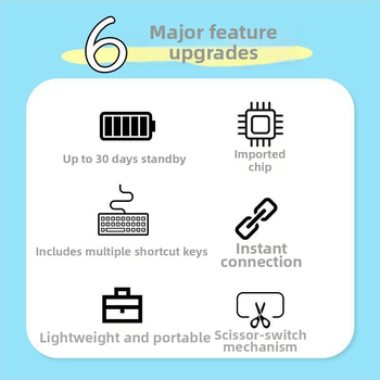 Belaidė Bluetooth įkraunama klaviatūra iPad, planšetėms, Apple ir Android telefonams