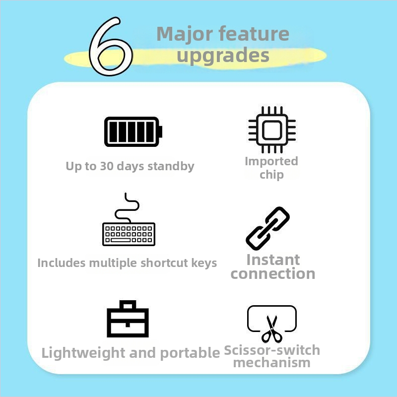 Belaidė Bluetooth įkraunama klaviatūra iPad, planšetėms, Apple ir Android telefonams