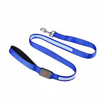 Lesă pentru câine USB reîncărcabilă cu LED, bandă reflectorizantă din nylon – neextensibilă pentru plimbări nocturne