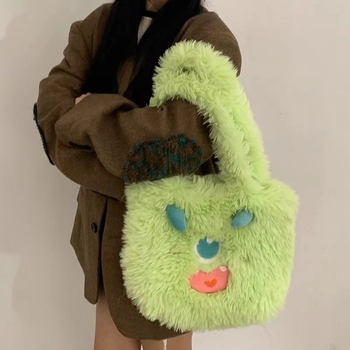 Plüüs Tote kott – värske ja magus stiil (materjal: plüüž; kuju: horisontaalne ruut; avamine: magnetlukustusega; vooder: polüester; õlarihmad: topelt)