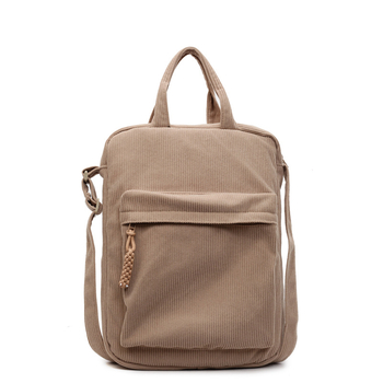Corduroy torba za računalo za studentice, crossbody s vertikalnim pretincem za dokumente i pretincom za tablet, gradski minimalistički stil
