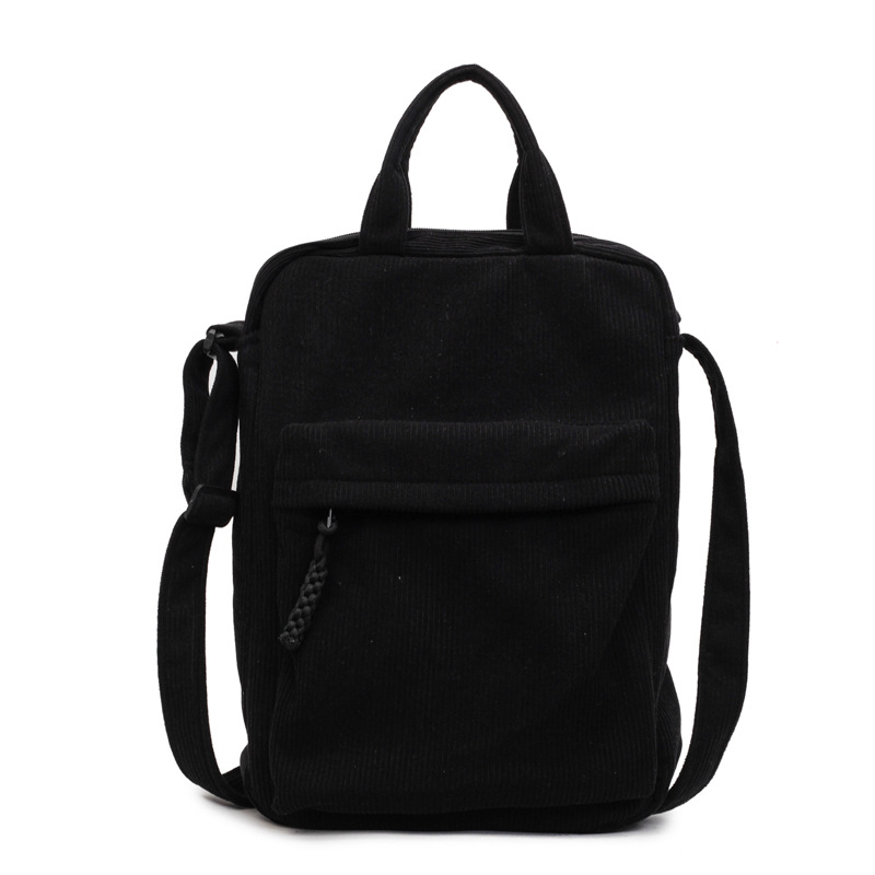 Corduroy torba za računalo za studentice, crossbody s vertikalnim pretincem za dokumente i pretincom za tablet, gradski minimalistički stil