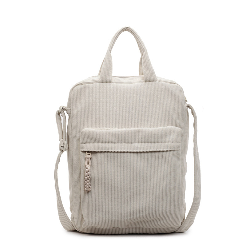 Corduroy torba za računalo za studentice, crossbody s vertikalnim pretincem za dokumente i pretincom za tablet, gradski minimalistički stil