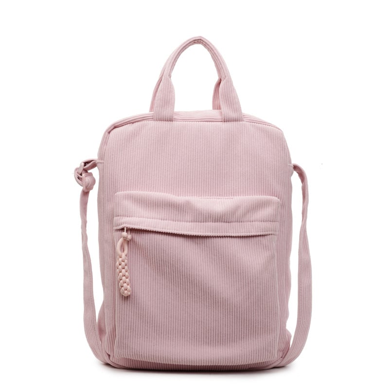 Corduroy torba za računalo za studentice, crossbody s vertikalnim pretincem za dokumente i pretincom za tablet, gradski minimalistički stil