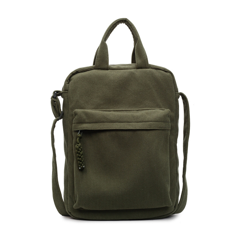 Corduroy torba za računalo za studentice, crossbody s vertikalnim pretincem za dokumente i pretincom za tablet, gradski minimalistički stil