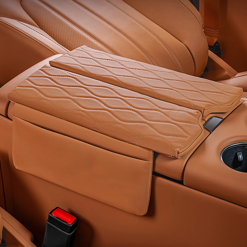 Kožený kryt podrúčky pre Jietu X70L – centrálny ochranný vankúš s vyvýšením, prispôsobiteľný, Forge Ahead