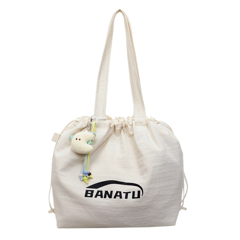 Ľahká nylonová tote taška so sťahovacím otvorom, vnútorná kapsa na telefón, Jeseň 2025