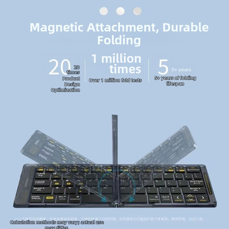 T-M018 Bezdrôtová Bluetooth skladacia klávesnica, USB-C nabíjanie, kompatibilná s telefónmi, tabletami a notebookmi, tiché písanie