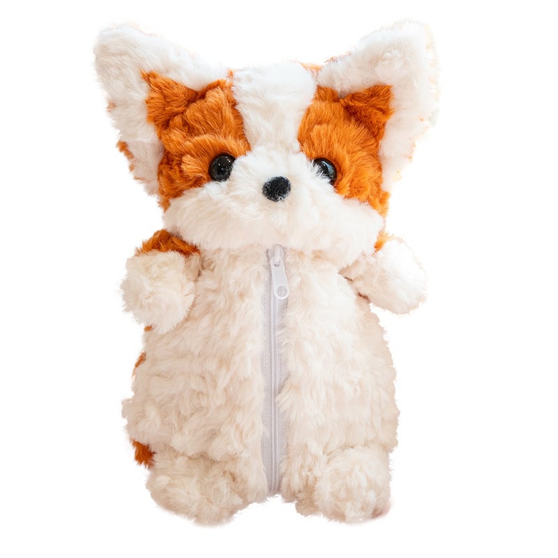 Kutija za olovke s plišanim Corgijem – crtani stil, poliester, unisex