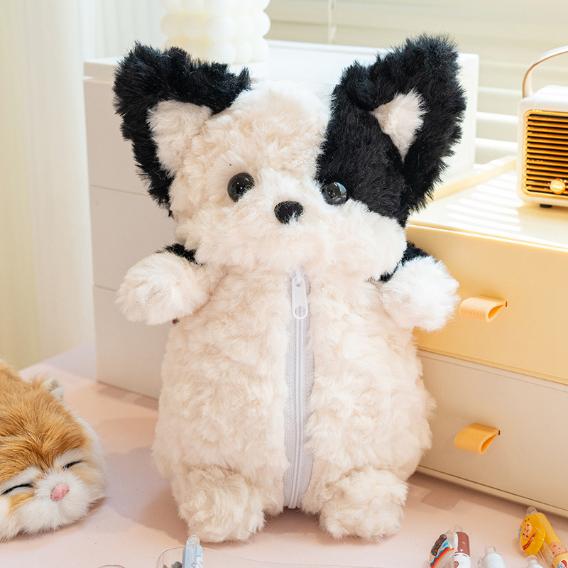 Kutija za olovke s plišanim Corgijem – crtani stil, poliester, unisex