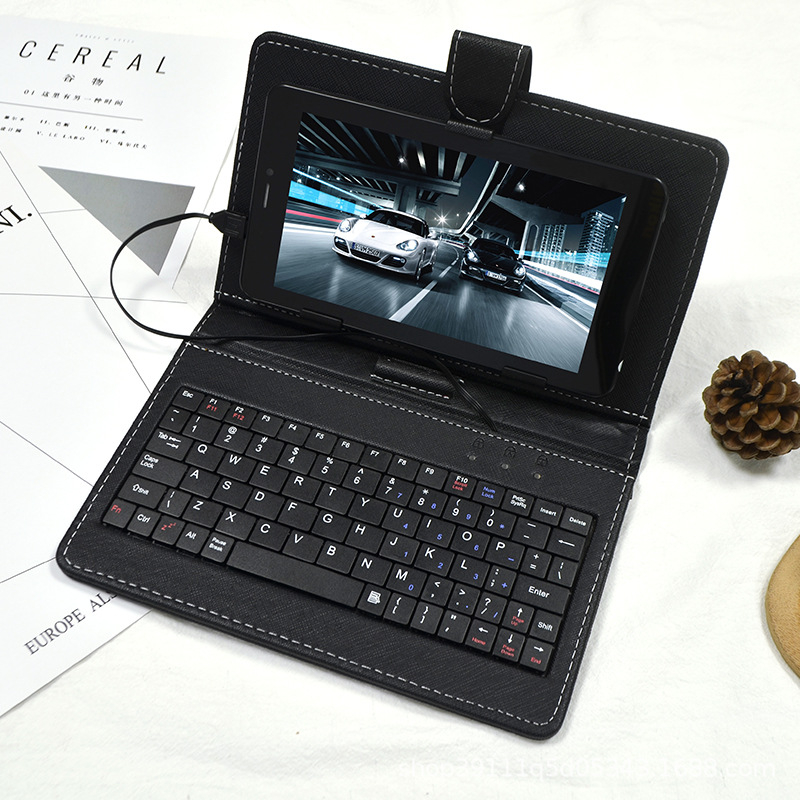Kožna futrola s ugrađenom kabelskom tipkovnicom za tablet, univerzalno za Android tablete, veličine 10.1/7/8 inča