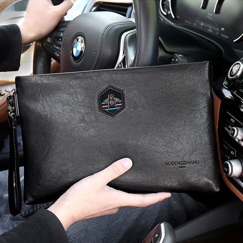 Muška PU kožna clutch torbica - Veliki kapacitet, Unutarnja podstava od mikrovlakana, Značka Unique
