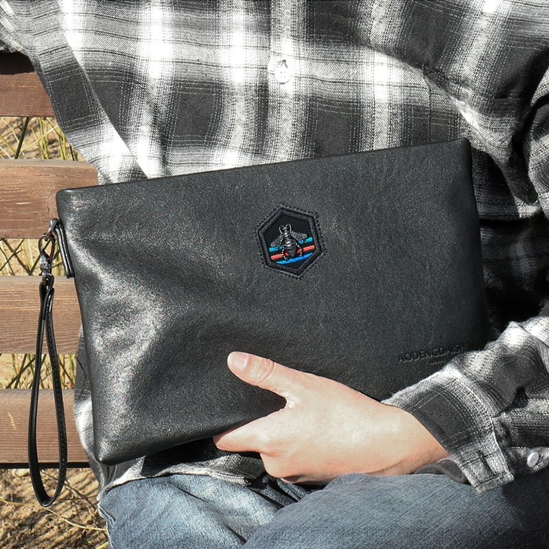 Muška PU kožna clutch torbica - Veliki kapacitet, Unutarnja podstava od mikrovlakana, Značka Unique
