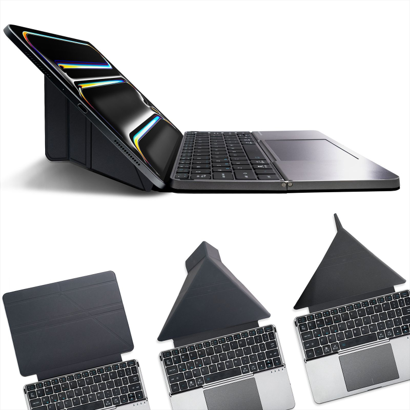 Prenosná skladacia Bluetooth klávesnica pre tablety (iPad, Android) — model KL004, ergonomická podpora, OEM, tlač loga