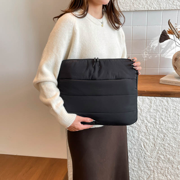 Geantă pentru laptop cu buzunar interior, capacitate mare, protecție la șocuri, exterior textile, căptușeală din poliester, stil poșetă-portofel portabil