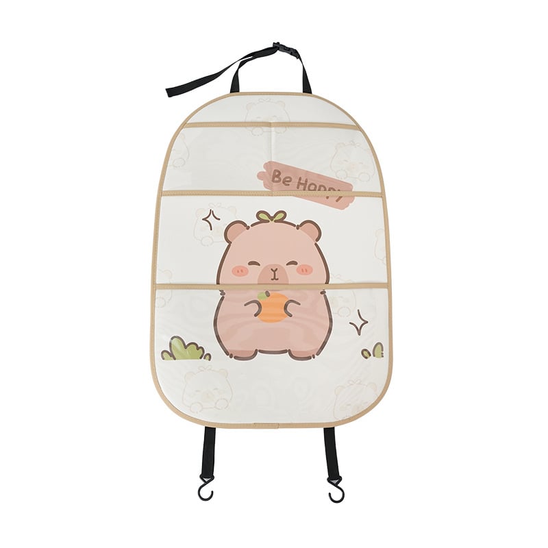 Кожена анти‑ударна подложка за задната облегалка на автомобил с мотив дълга трева и дельфин, печат на лого и персонализация